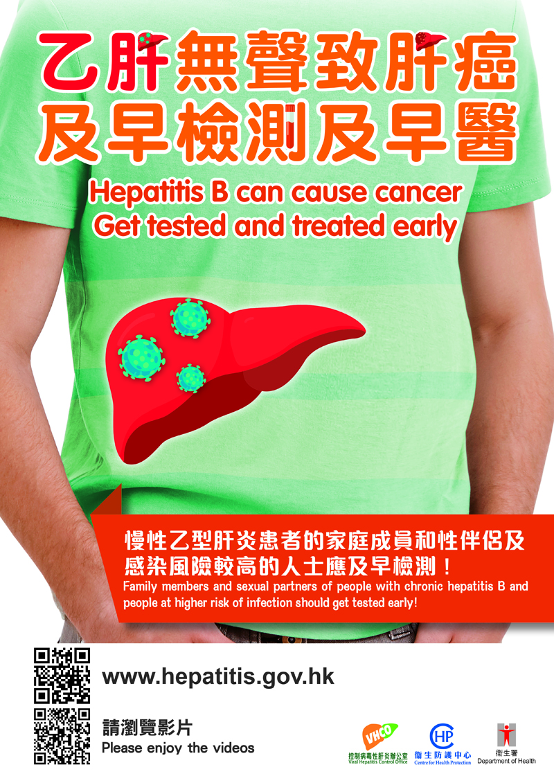 'Hepatitis B can cause cancer Get tested and treated early' poster